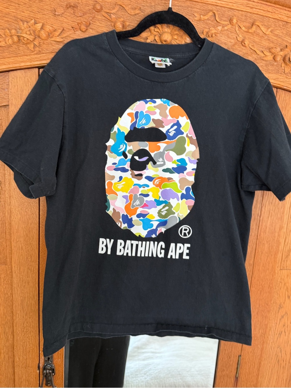 BAPE Rainbow Multi Camo Ape Head T-shirt Black A Bathing Ape Size Medium
